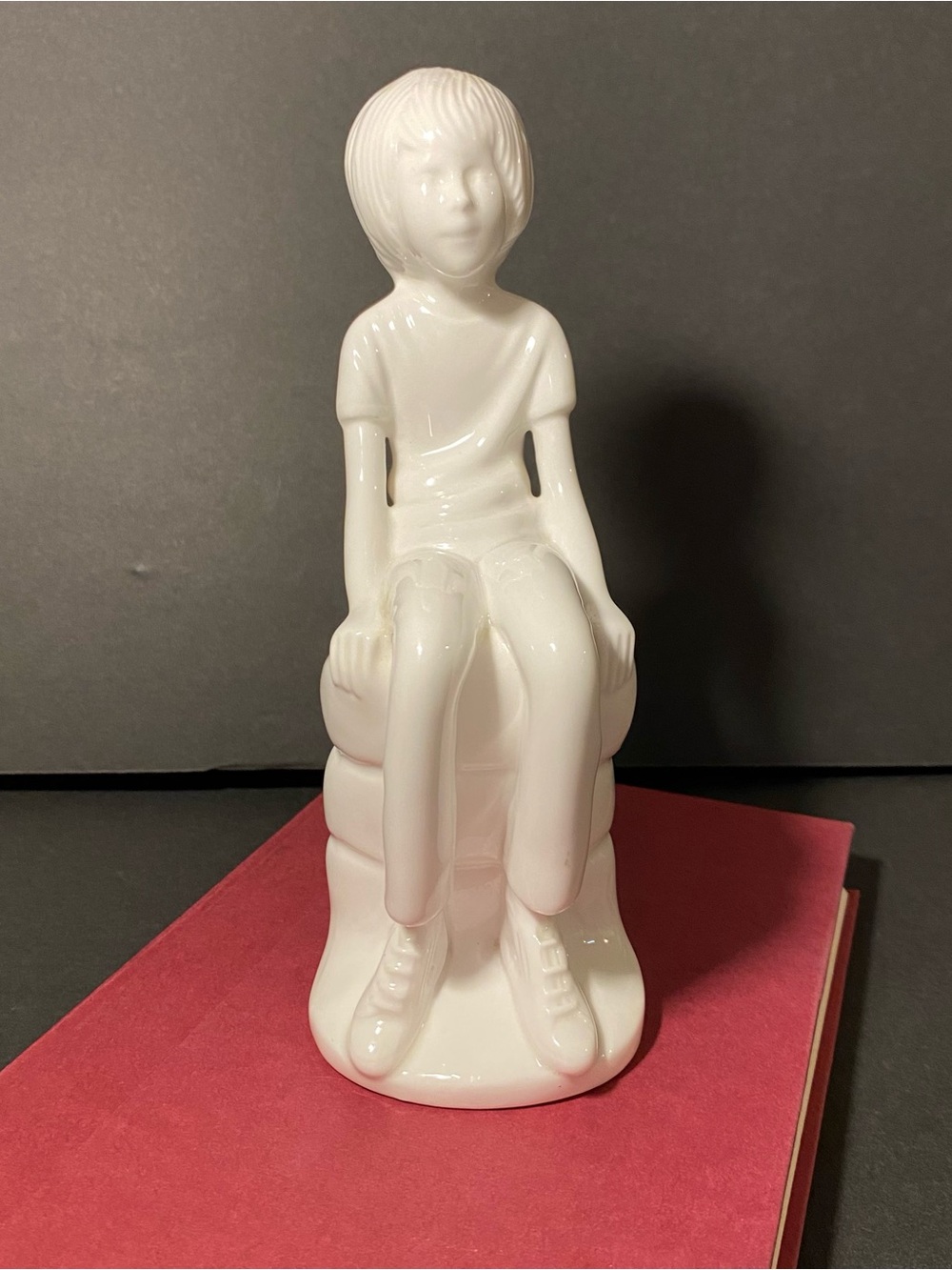 Spode “Michael” White Seated Boy Bin China Sculpture - Pauline Shore